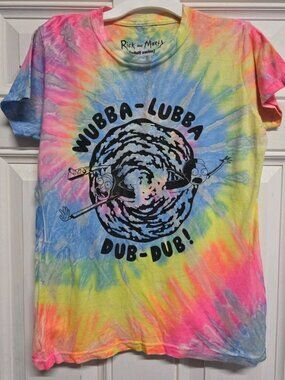 Rick And Morty Wubba-Lubba Dub-Dub Tie-dyed graphic print T-shirt Juniors Small